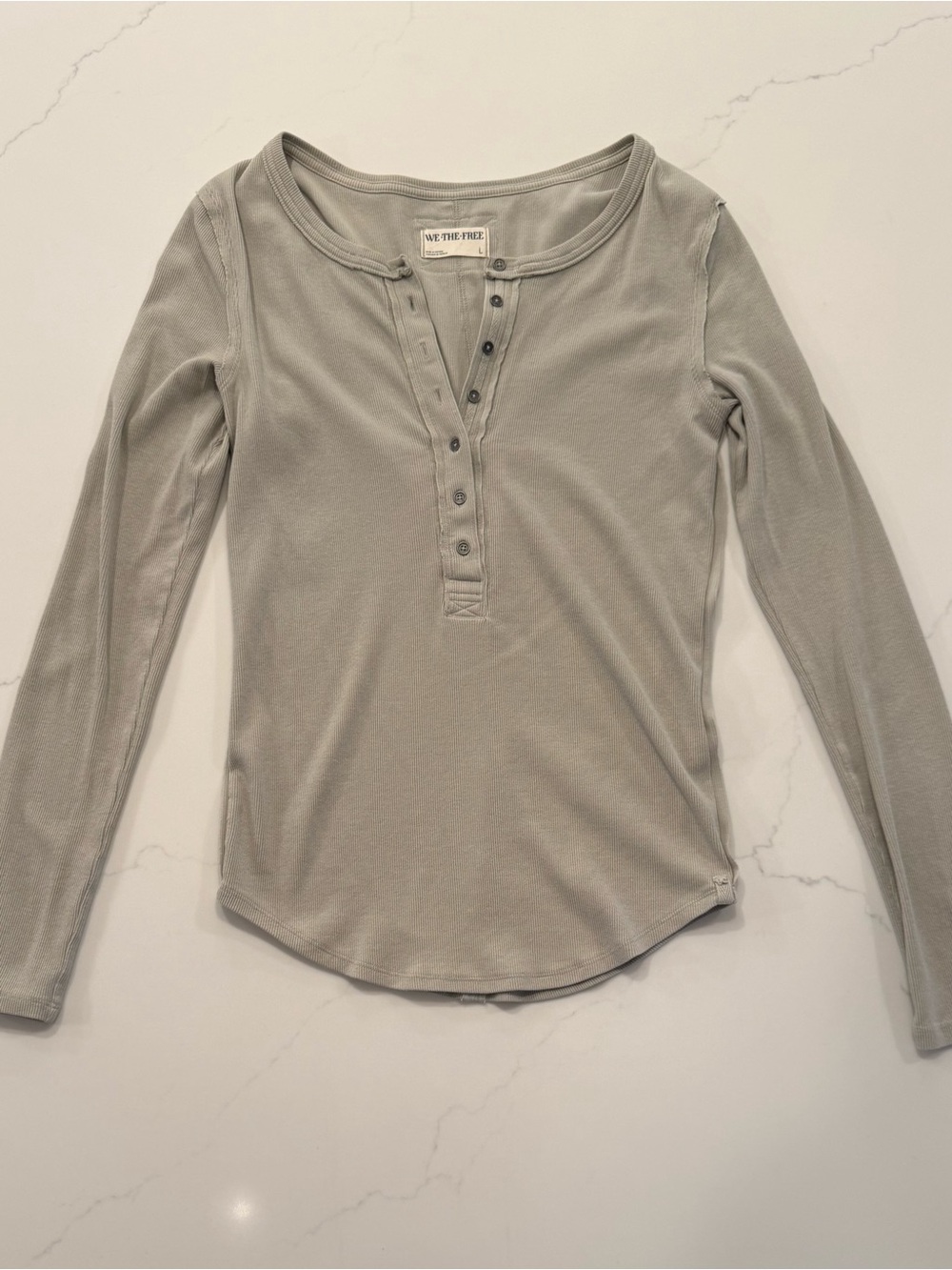 Free People We the Free Jamie Henley Long Sleeve, Quiet Gray EUC